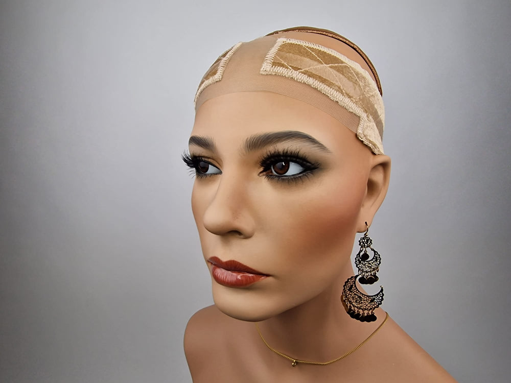 WigGrip/ velvet band with silicone strips and mesh insert for beige wigs