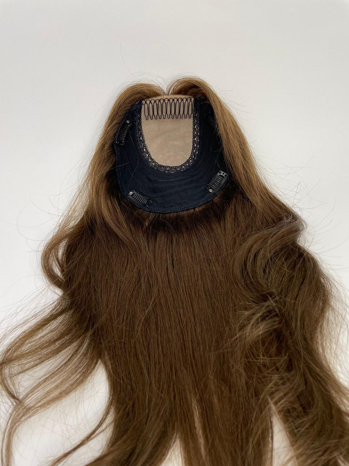 Hairpiece/topper brown made of human hair