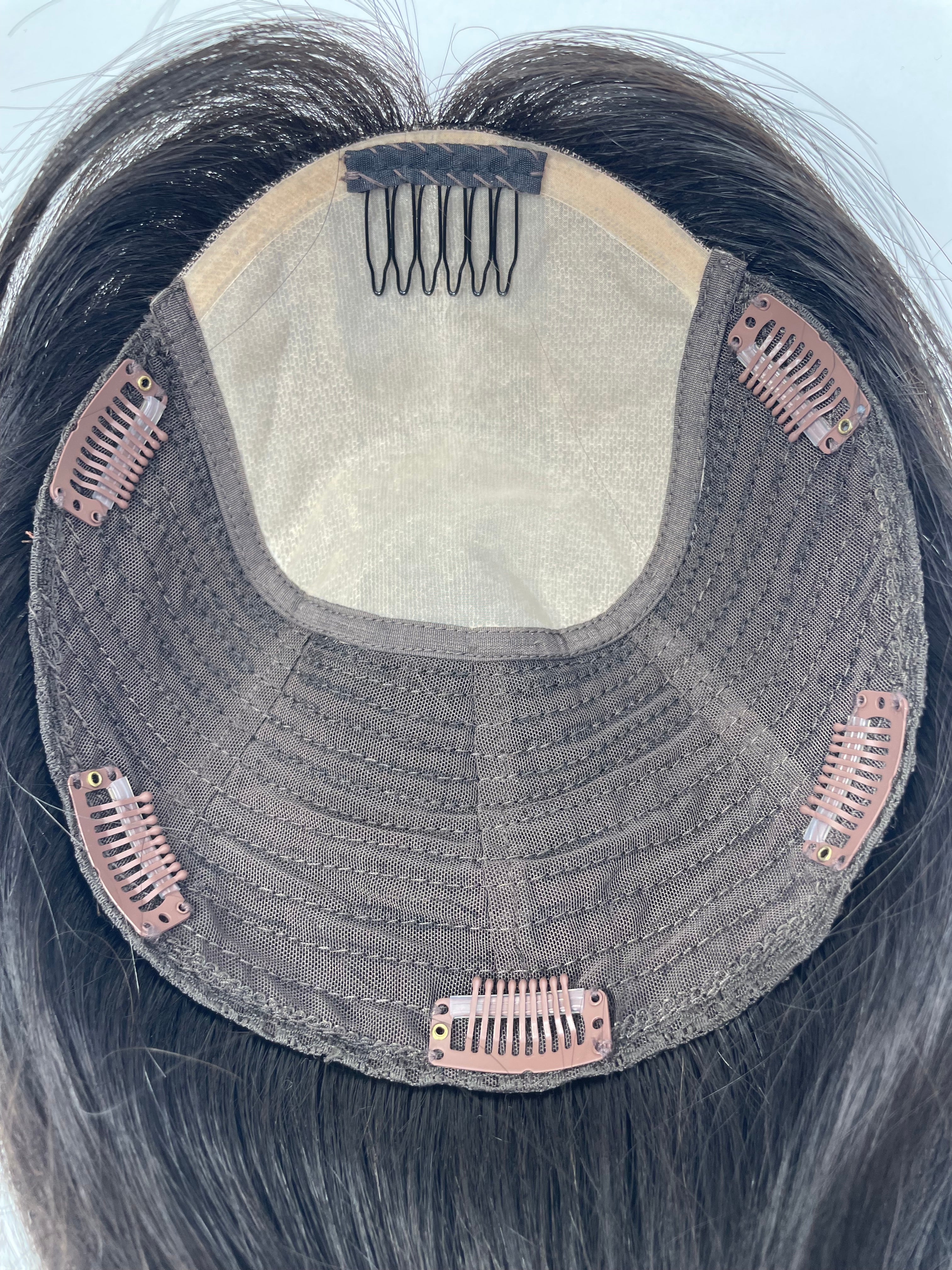 Hairpiece/topper black made of human hair